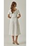 MUSLIN WATERMELON SLEEVE MIDI SIZE SCURFED DRESS - 4