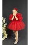Chiffon Robe Pompom Sleeve Sequined Girl's Fluffy Skirt Tutu Evening Dress - 3
