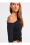 10369 Right Off-the-Shoulder Shirred Sweater-black - 4