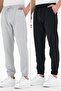 Black-gray 2-Piece Men's Sweatpants with Labeled Back and Side Pockets Regular Fit Rubber Leg