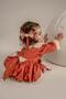 Brick Color Sleeves and Skirt Scallop Lace Detailed Ruffle Skirt Retro Baby Girl Dress - 2