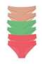 6 Pieces Super Eco Set Lycra Women's Slip Panties Skin Green Fuchsia