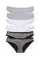 6 Pieces Lycra Women's Slip Panties Leopard Gray White
