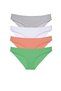 4 Pieces Super Eco Set Lycra Women's Slip Panties Gray White Powder Green