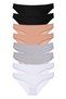 8 Pieces Super Eco Set Lycra Women's Slip Panties Black Skin Gray White