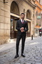 Men's Striped Suit Italian Style Slim Fit Jacket Vest Pants - 4