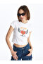 XSIDE Crew Neck Printed Short Sleeve Crop Women's T-Shirt - 2