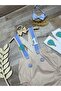 Balloon concept cream blue romper 1 year old birthday bow tie salopet socks set - 2
