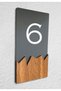 Vertical Plexi Wood Detailed Uv Printed Apartment Apartment Hotel Office Door Number - Door No:6 - 2