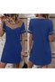 Women's Short Sleeve Sweetheart Neckline Chest Tulle Detail Crepe Dress - 4
