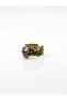 Antique Women's Adjustable Ring with Double Natural Rhinestones and Flower Motifs Dentirit Opal Pink Quartz - 5