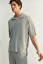 Taş Oversize/Geniş Kesim Dokulu Kırışmaz Ottoman Polo Yaka T-Shirt TMNSS23PO00020 - 3