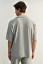 Taş Oversize/Geniş Kesim Dokulu Kırışmaz Ottoman Polo Yaka T-Shirt TMNSS23PO00020 - 4