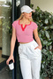Women's Pomegranate Flower Snap Closure Striped Crop Knitted Blouse ALC-X11552
