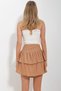 Women's Beige Layered Flounce Hidden Zipper Lined Cotton Linen Skirt ALC-X11640 - 6