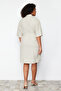 Beige Double-Breasted Woven Jacket Linen Blend Dress TBBSS24AH00068 - 6
