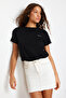 Black 100 Cotton Slogan Embroidered Regular Fit Knitted T-Shirt TWOSS24TS00097 - 3