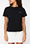 Black 100 Cotton Slogan Embroidered Regular Fit Knitted T-Shirt TWOSS24TS00097 - 4