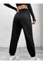 High Waist Elastic Leg Happy Bear Jogger Sweatpants - Black Printed - 2