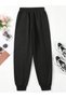 Who Dates!Sweatpants Jogger - Black Printed Rubber Leg High Waist - 2