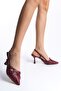 Claret Red Skin 9 cm Pointed Toe Back Open Buckle New Season - 4