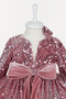 Pink Glittering Girl's Birthday Evening Dress on Velvet Fabric - 3