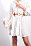 Beige Women's Satin Gold Stone Clutch Evening Bag - 6
