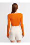 60133 V-Neck Lace Front Knitwear Cardigan-orange - 3