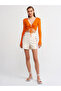 60133 V-Neck Lace Front Knitwear Cardigan-orange - 2