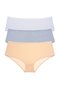 3 Pieces Women's High Waist Bato Panties White Gray Skin