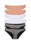 6 Pieces Lycra Women's Slip Panties Leopard Skin White