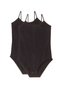 Women's Snap-On Bodysuit with 2 String Straps Black