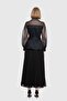 Organza Garnished Embroidered Detailed Black Shirt - 3