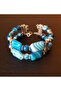 Blue Agate Negative Energy and Evil Eye Shield Two Row Premium Bracelet