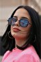 نظارة شمسية نسائية بتصميم مستطيل، إطار معدني أزرق متين للغاية، زجاج أزرق - 2
