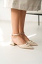Rachel Beige Buckle Pointed Toe Heeled Shoes - 2