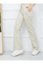 Women's Finished Fabric Front Stitched Wide Leg Trousers - 6