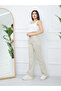 Women's Finished Fabric Front Stitched Wide Leg Trousers - 3