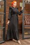 Frilly Pleated Dress 777 - Black - 5