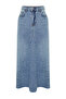 Mavi Volanlı Dikiş Detaylı Yüksek Bel Maxi Denim Etek TWOSS24ET00012 - 15
