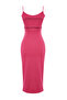 Fuşya Cut Out Detaylı Yırtmaçlı Vücuda Oturan Askılı Midi Esnek Örme Kalem Elbise TWOSS24EL00139 - 8