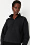 Anthracite Thessaloniki/Knitwear Look Zip Collar Regular/Regular Fit Knitted Sweatshirt TWOAW22SW0732 - 5