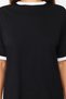 Black 100% Cotton Contrast Collar and Stripe Detailed Oversize/Relaxed Cut Knitted T-Shirt TWOSS24TS00052 - 6