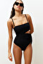 Siyah Cut Out Detaylı Straplez Kaplı Regular Mayo TBESS24MA00123 - 5
