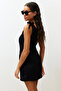 Black Mini Woven Tie-Up Beach Dress TBESS23EL00108 - 2
