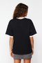 Black 100% Cotton Contrast Collar and Stripe Detailed Oversize/Relaxed Cut Knitted T-Shirt TWOSS24TS00052 - 3