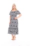 Women's Plus Size Madonna Collar Patterned Strap Dress