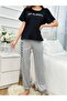 Women's Black So Sleppy Printed Bottom Top Cotton Pajama Set - 5