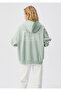 Hooded Back Printed Green Sweatshirt 1611885-71464