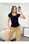 WOMEN'S BLACK GRASS STITCHED SHORT SLEEVE FULL LICRA BODY - 3